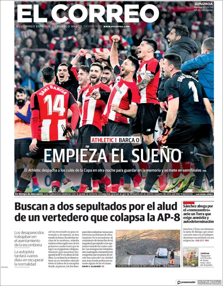 Portada de El Correo - Guipuzcoa (Espagne)
