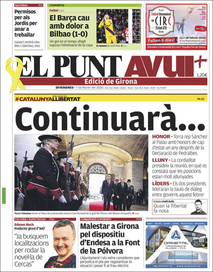 Portada de El Punt Avui - Girona (Espagne)