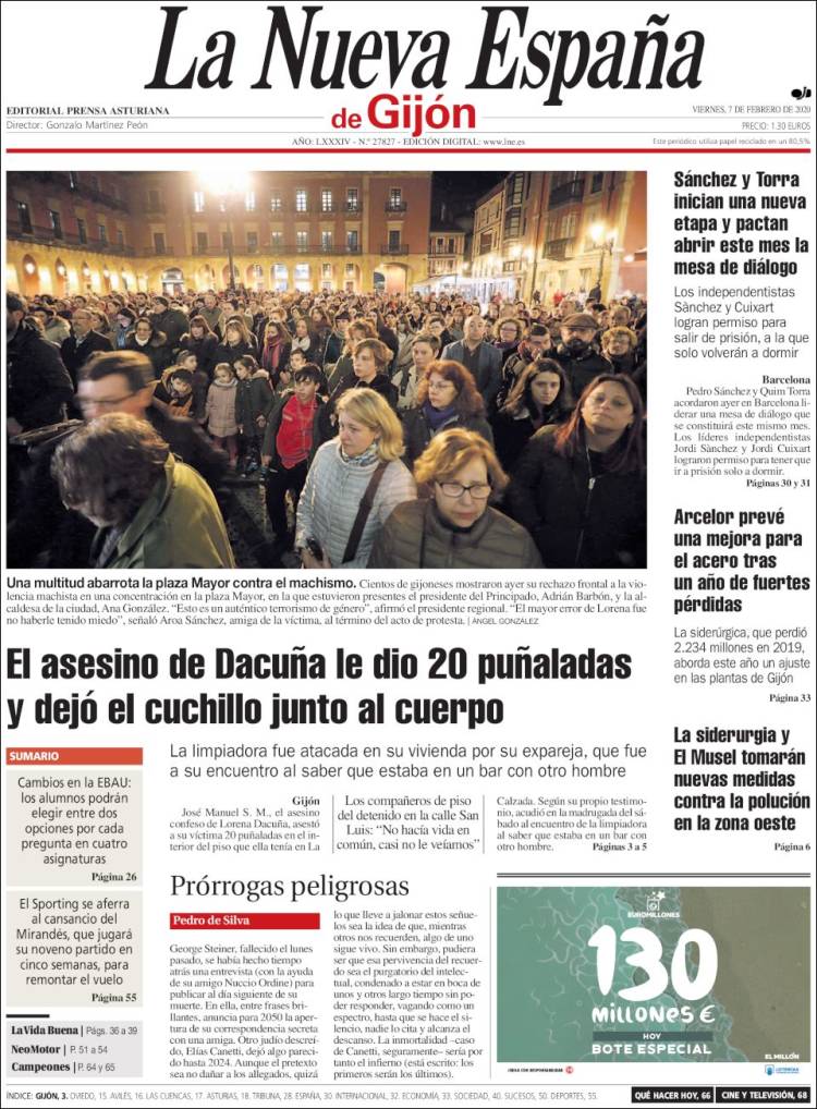 Portada de La Nueva España - Gijón (Espagne)