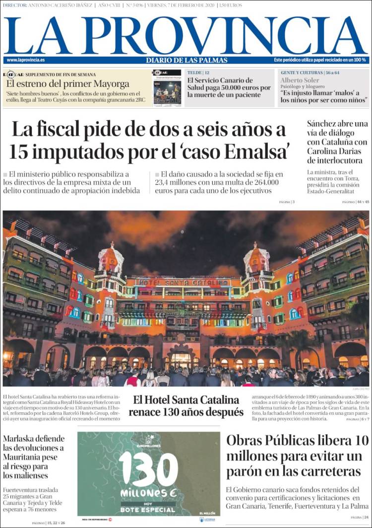 Portada de La Provincia (Espagne)