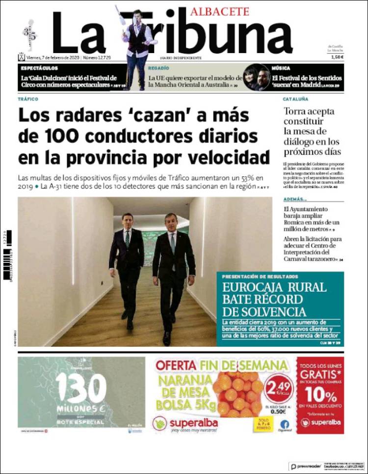 Portada de La Tribuna de Albacete (Espagne)