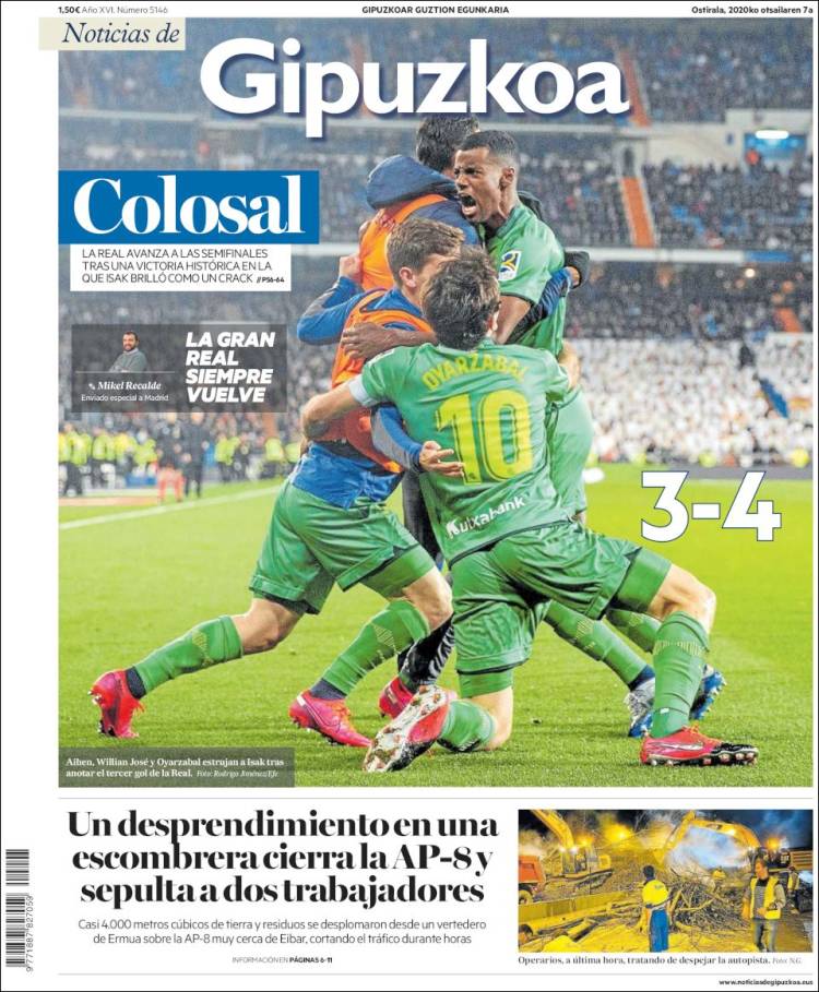 Portada de Noticias de Gipuzkoa (Espagne)
