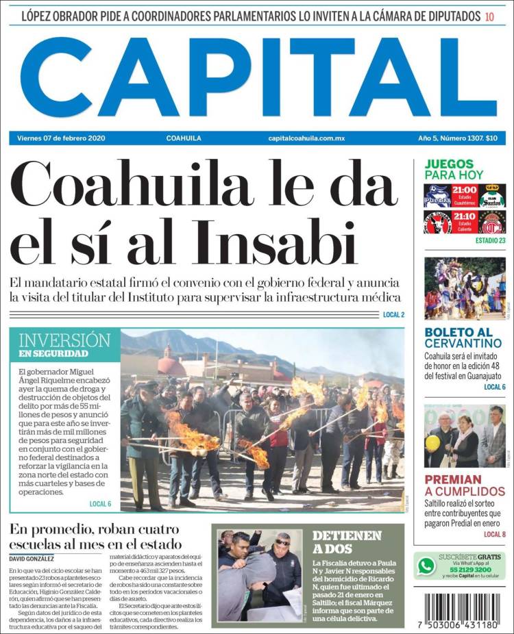 Portada de Capital Coahuila (México)