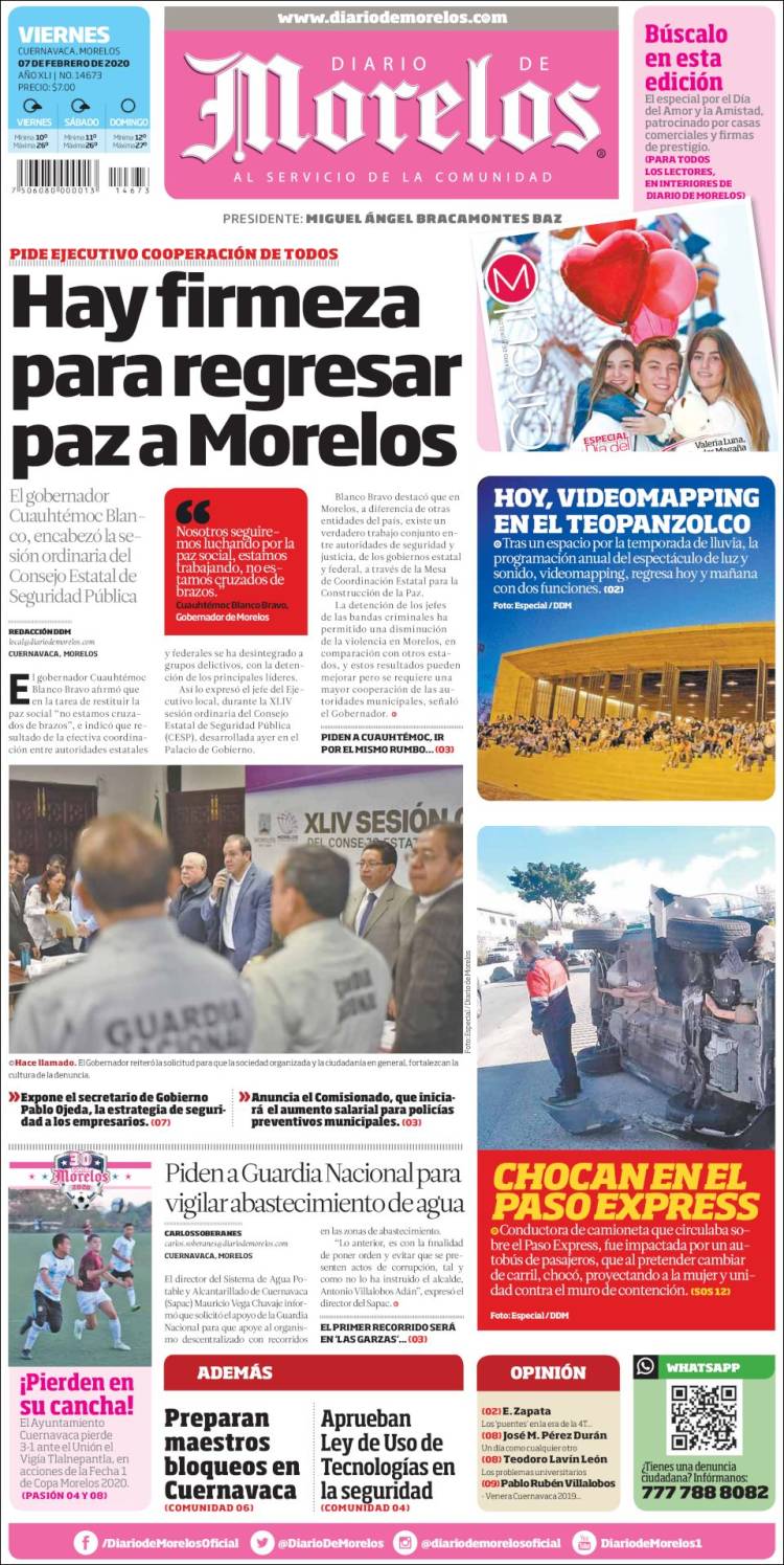 Portada de Diario de Morelos (México)