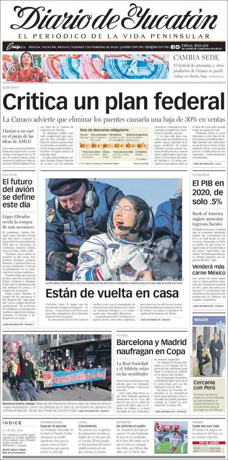 Portada de Diario de Yucatán (México)