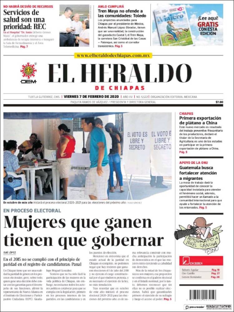 Portada de El Heraldo de Chiapas (México)