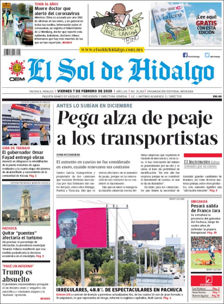 Portada de El Sol de Hidalgo (México)