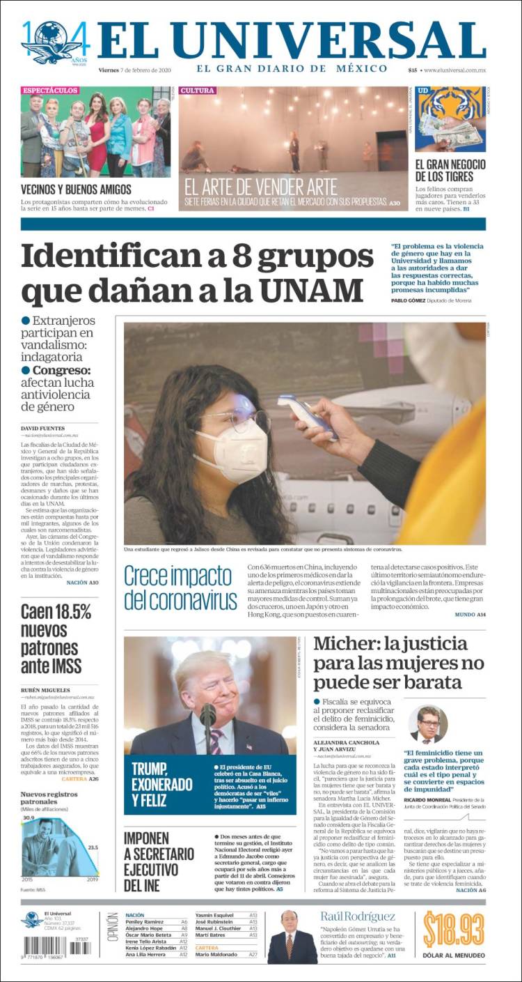 Portada de El Universal (México)