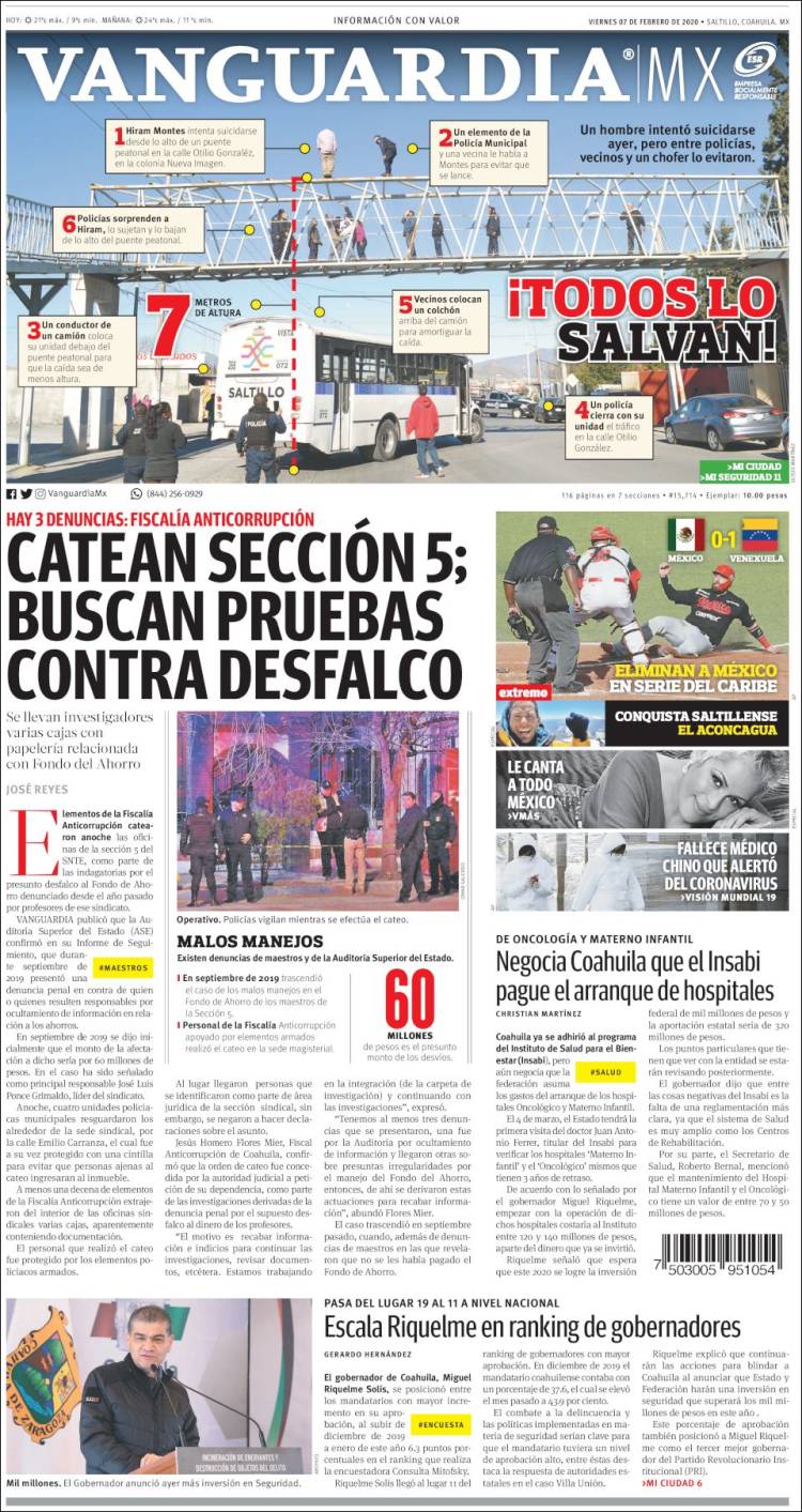 Portada de Vanguardia (México)