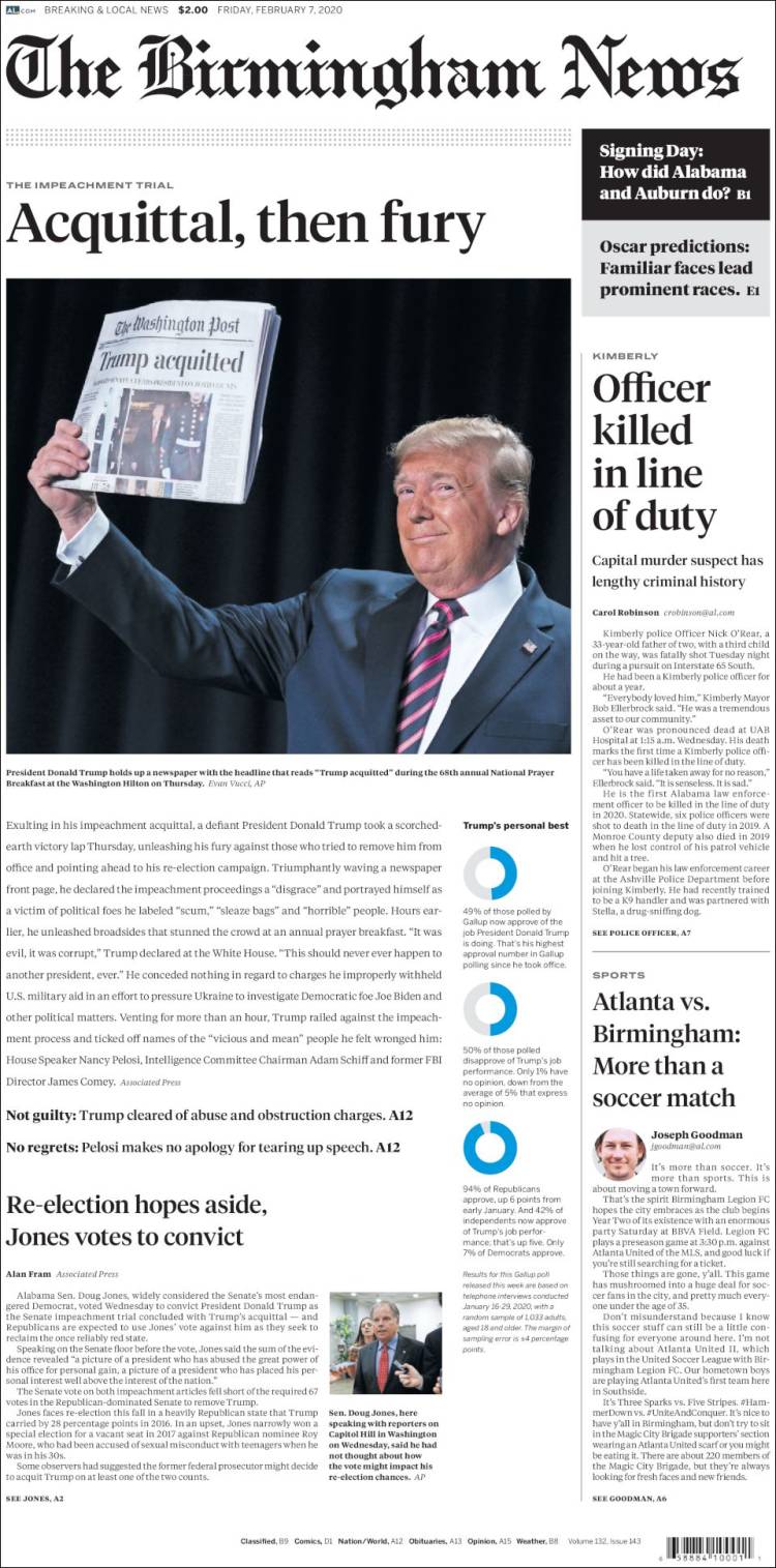 Portada de Birmingham News (USA)