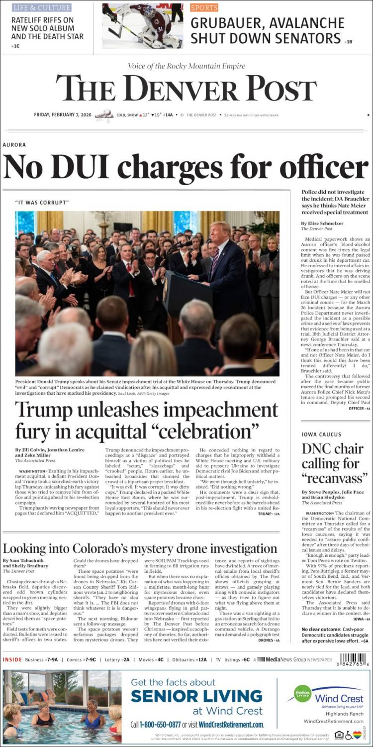 Portada de The Denver Post (USA)