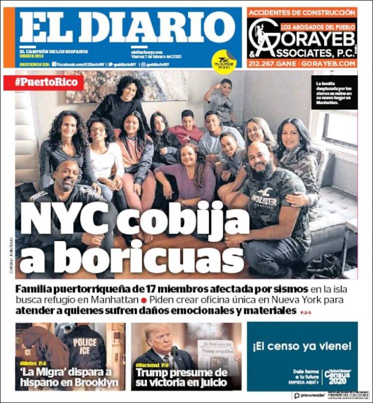 Portada de El Diario NY (USA)