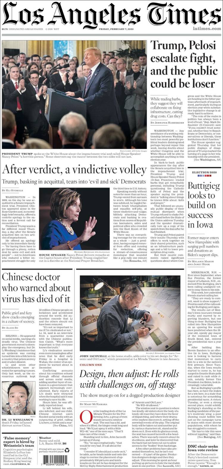 Portada de Los Angeles Times (USA)