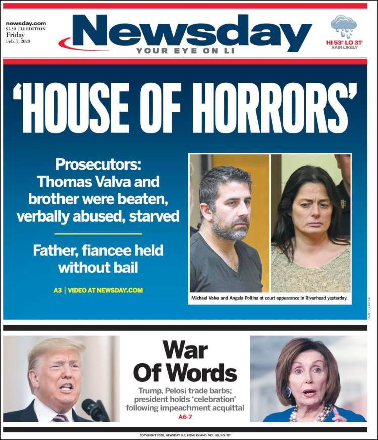 Portada de Newsday (USA)