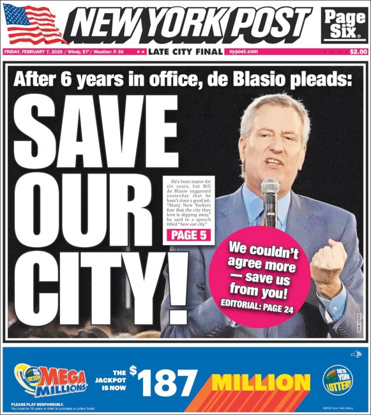 Portada de New York Post (USA)