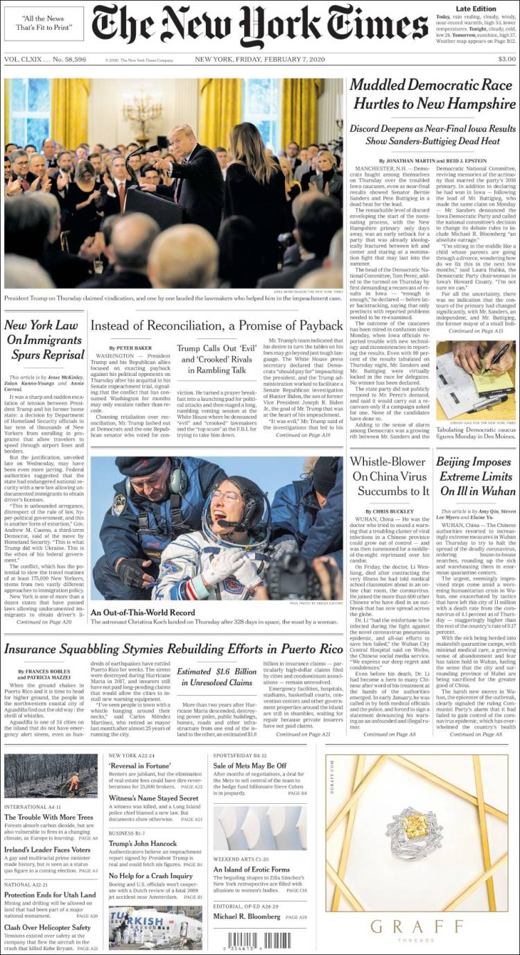 Portada de New York Times (USA)