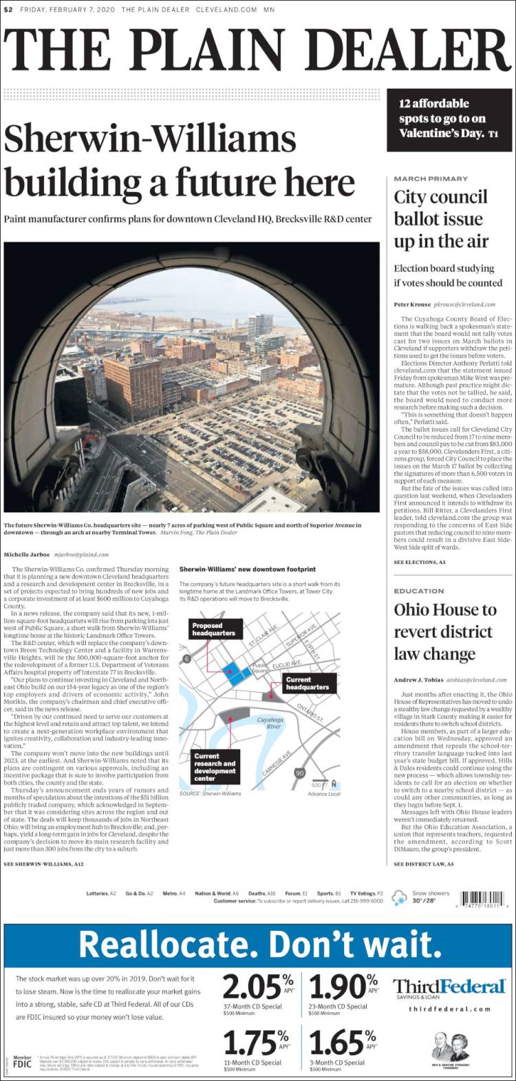 Portada de The Plain Dealer (USA)