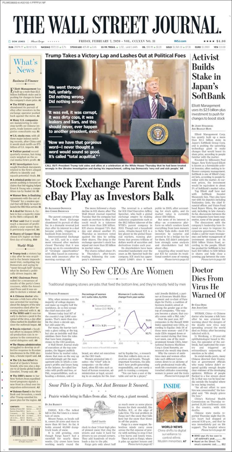 Portada de Wall Street Journal (USA)