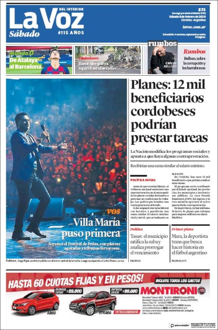 Portada de La Voz del Interior (Argentina)