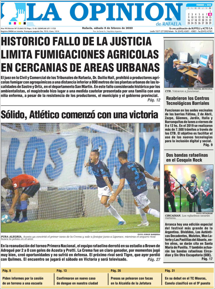 Portada de La Opinión (Argentina)