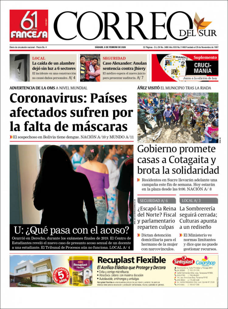 Portada de Correo Sur (Bolivia)