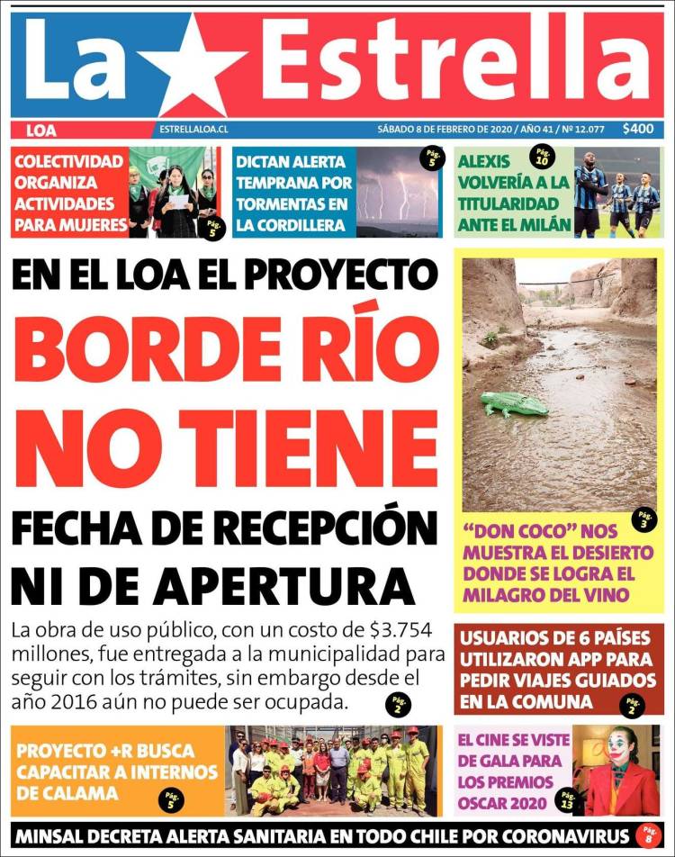 Portada de La Estrella de Loa (Chile)