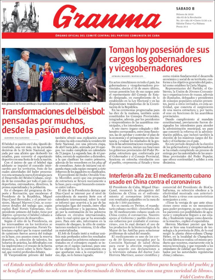 Portada de Granma (Cuba)