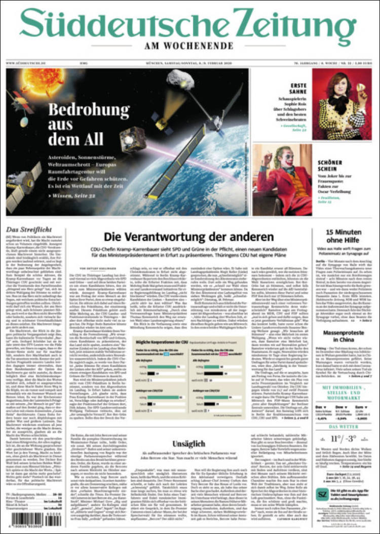 Portada de Sueddeutsche (Alemania)