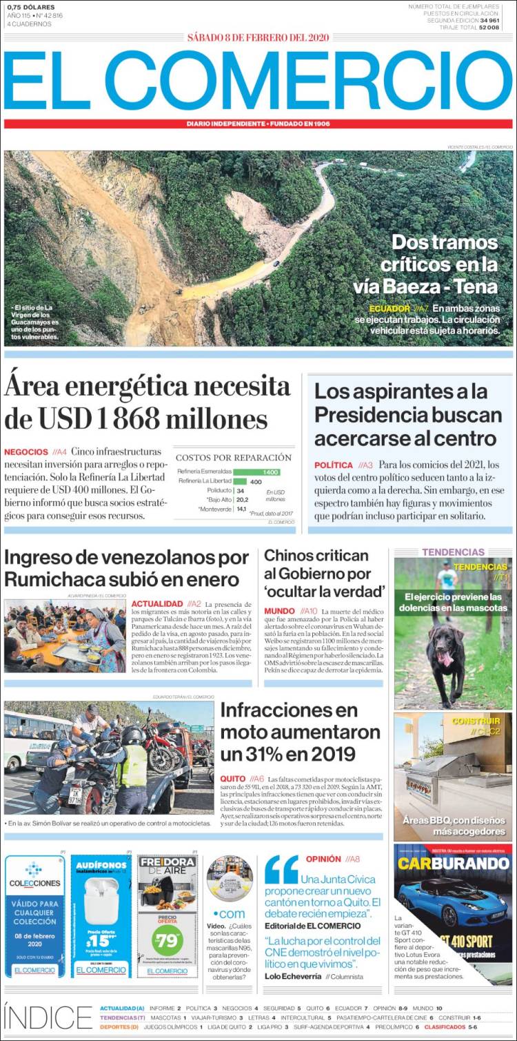 Periódico El Comercio Ecuador Periódicos De Ecuador Edición De Sábado 8 De Febrero De 2020 1419