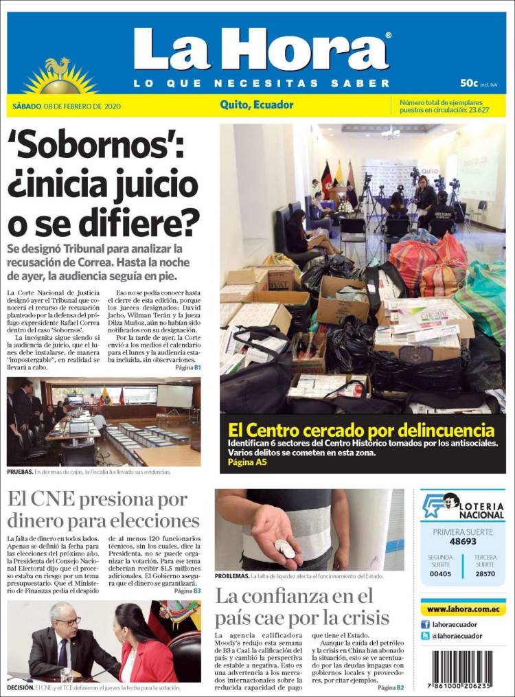 Portada de La Hora - Ecuador (Ecuador)