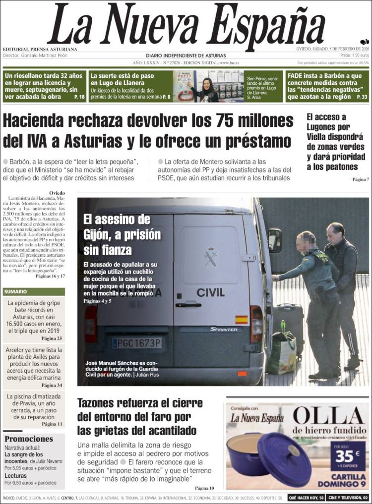 Portada de La Nueva España (Espa&ntilde;a)