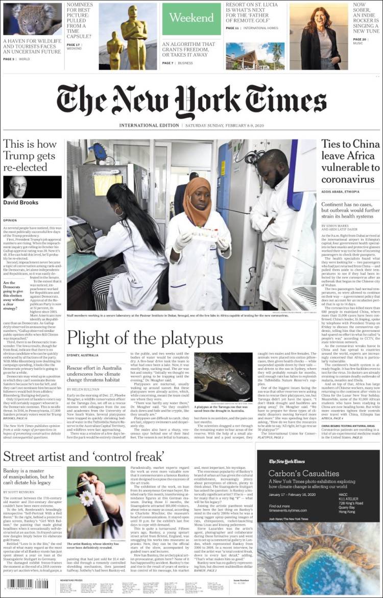 Portada de International New York Times (Europa)