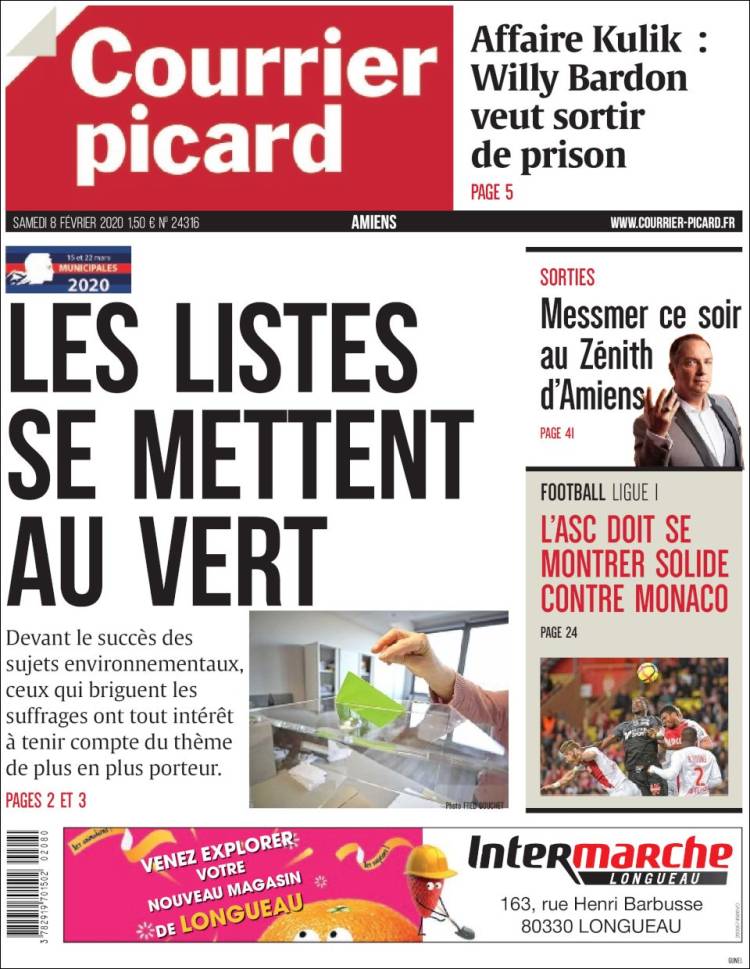 Portada de Courrier Picard (Francia)