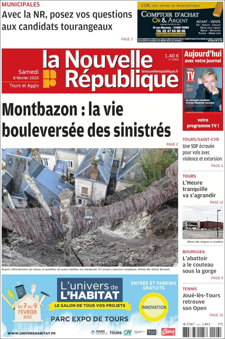 Portada de La Nouvelle Republique (Francia)