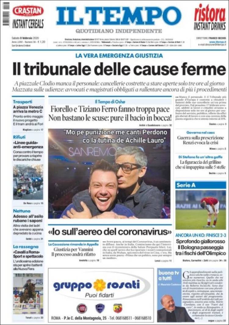 Portada de Il Tempo (Italia)