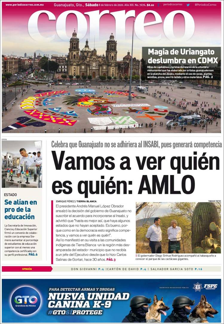 Portada de Correo - El diario del Estado de Guanajuato (México)