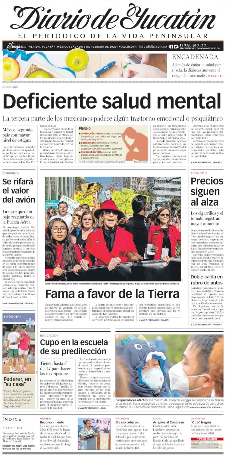 Portada de Diario de Yucatán (México)