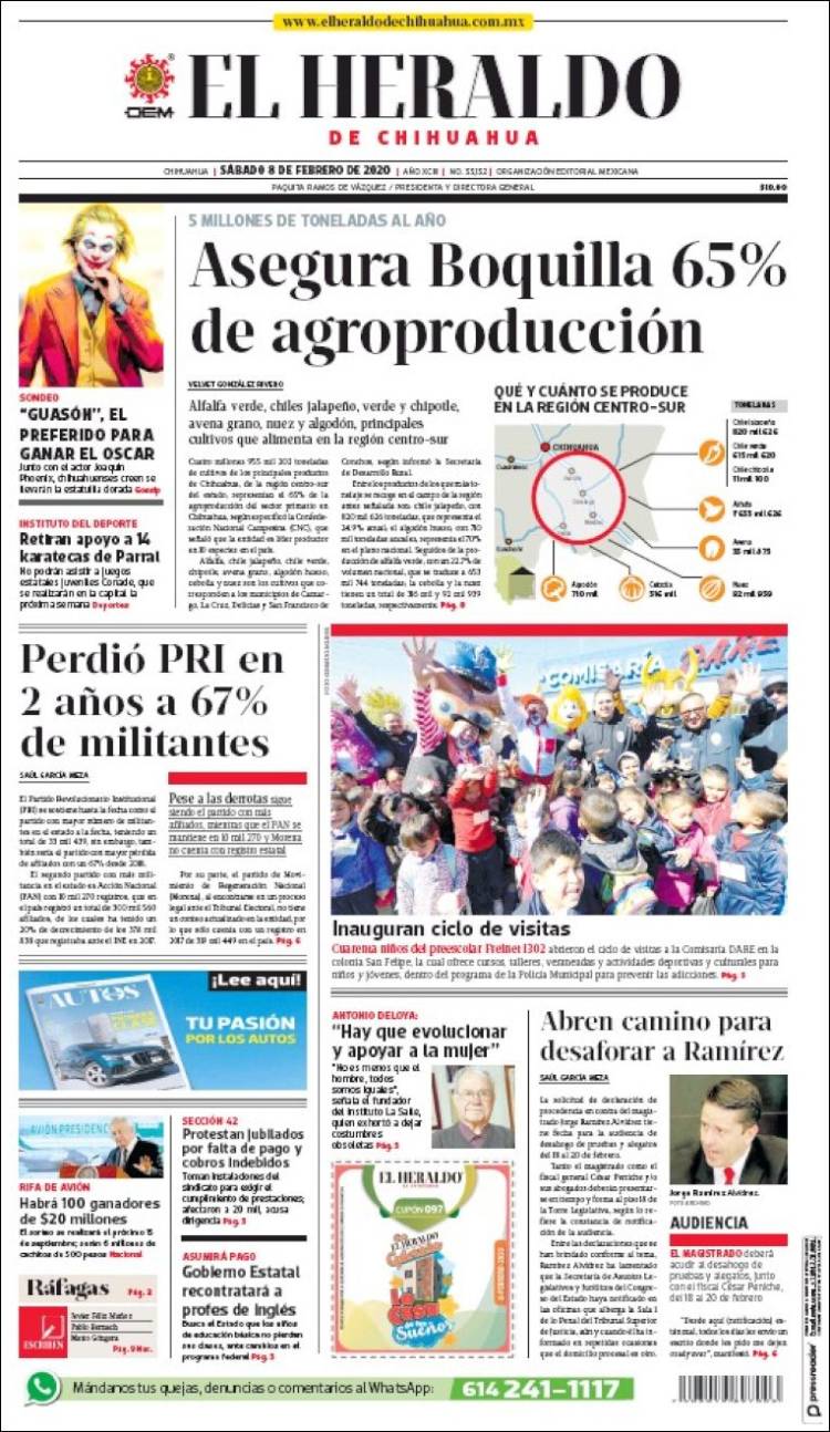 Portada de El Heraldo de Chihuahua (México)