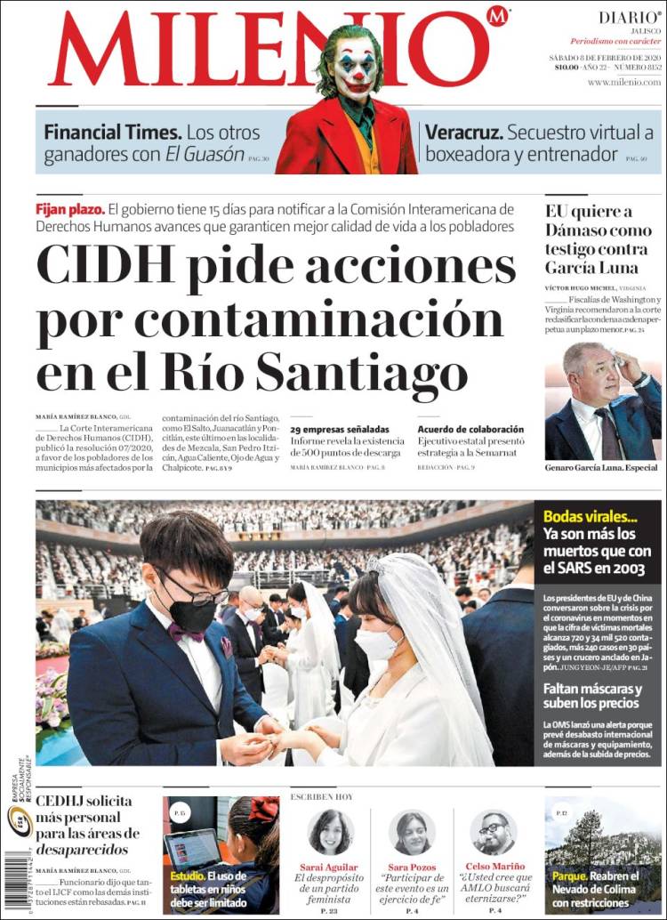 Portada de Milenio - Jalisco (México)