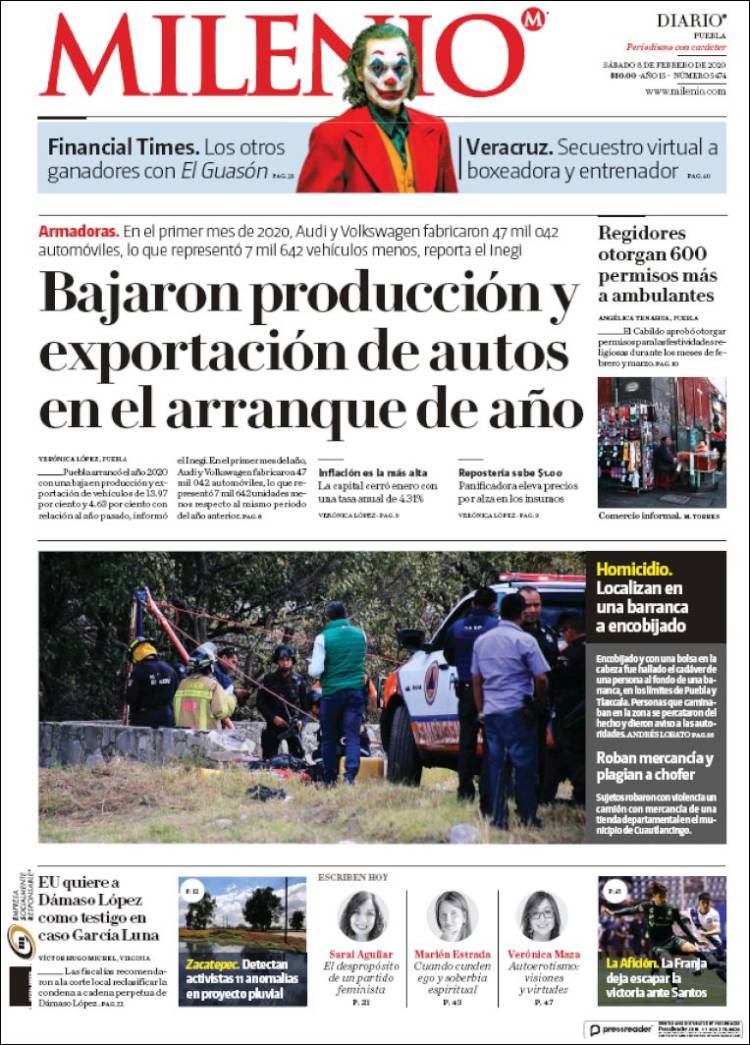 Portada de Milenio de Puebla (México)