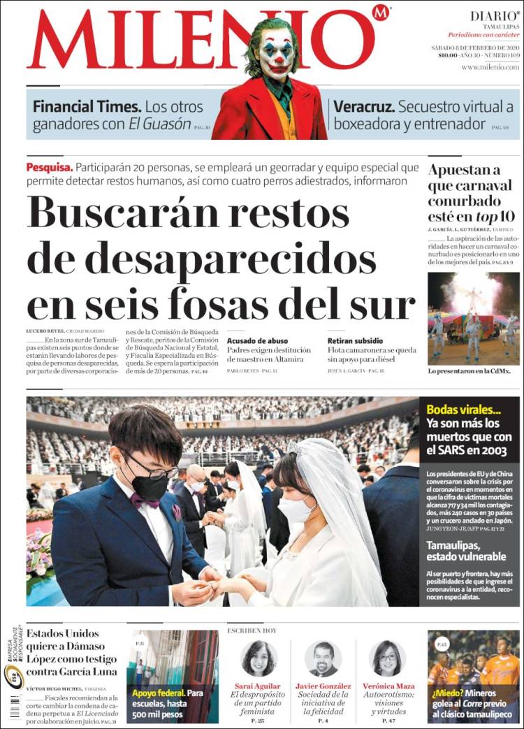 Portada de Milenio - Tamaulipas (México)