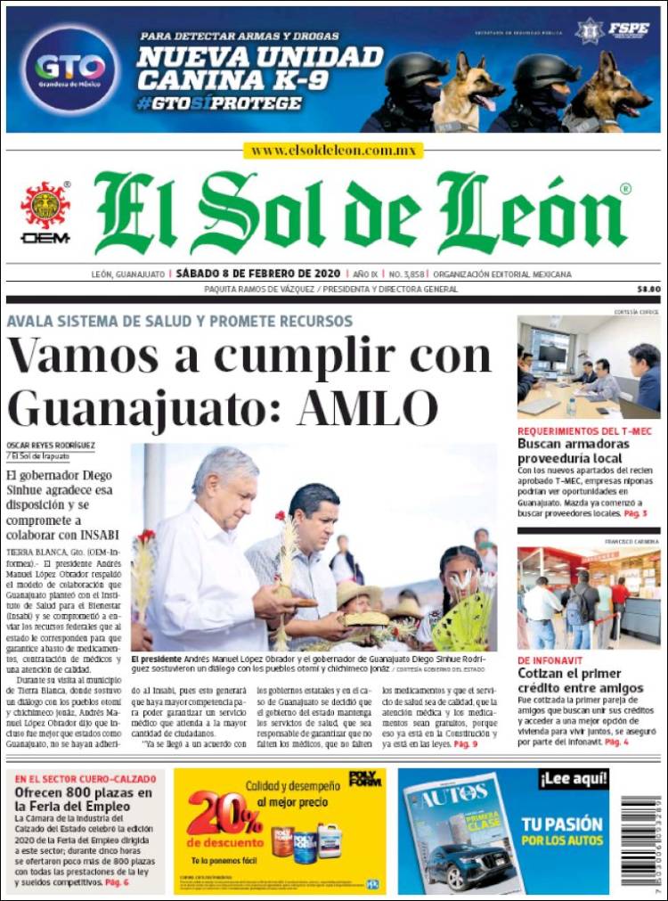 Portada de El Sol de León (México)