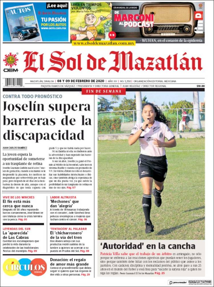 Portada de El Sol de Mazatlán (México)