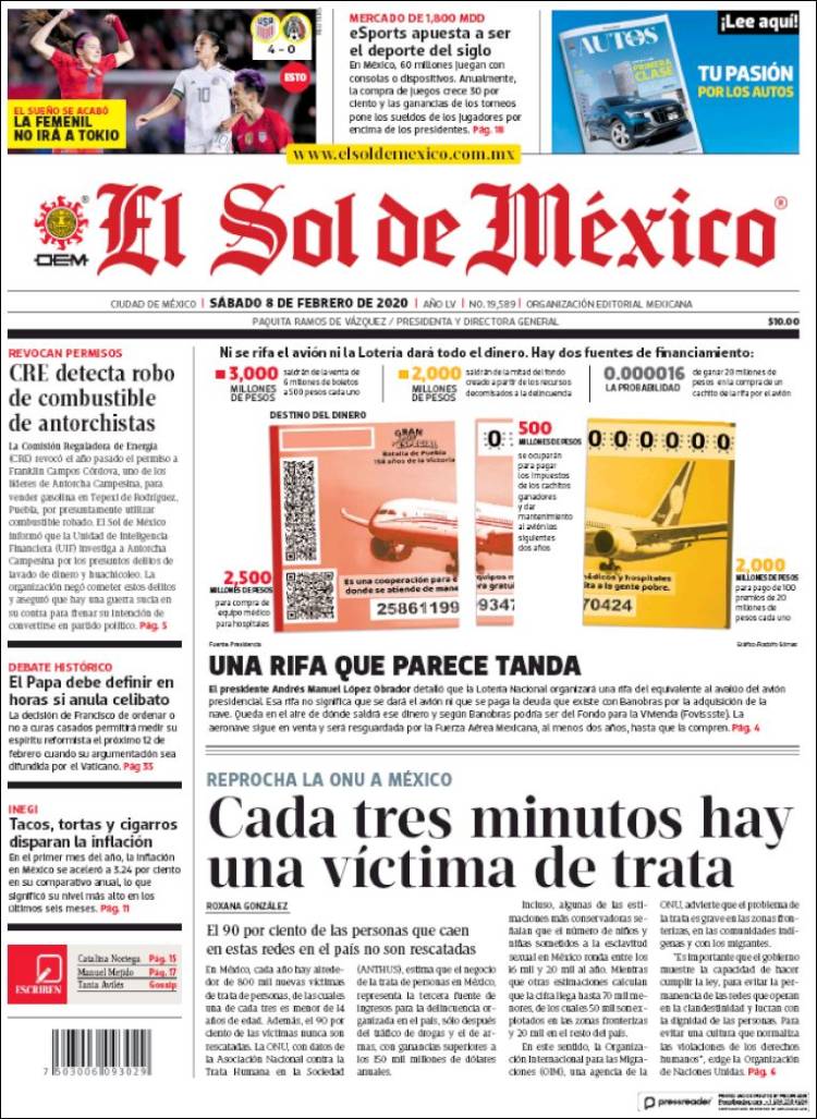 Portada de El Sol de México (México)