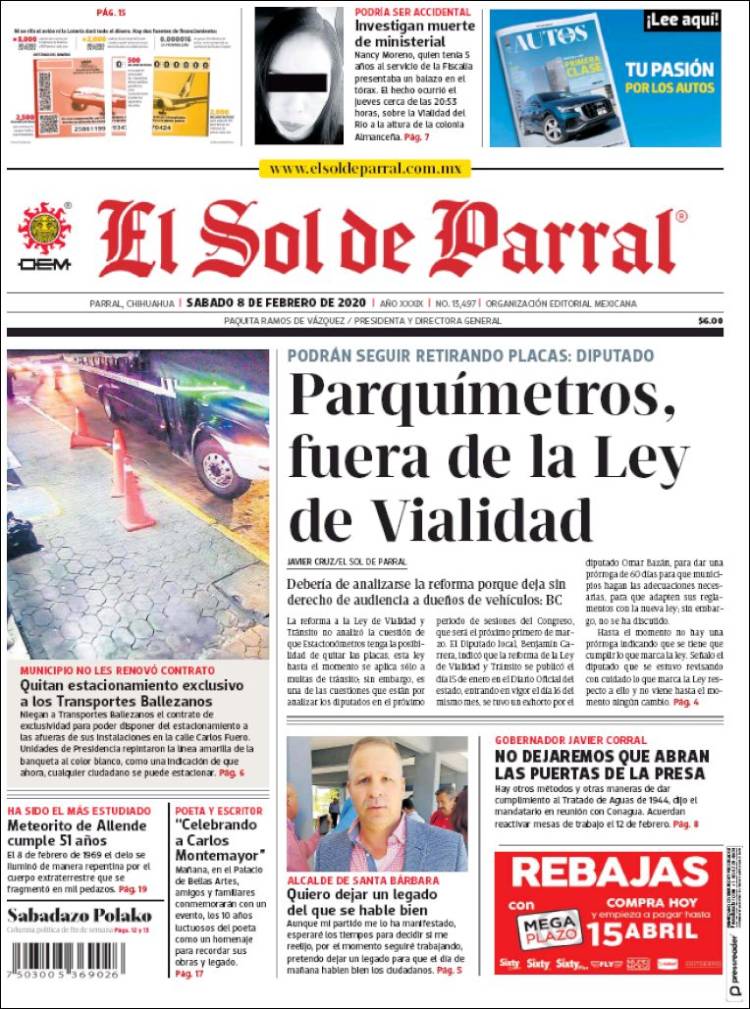 Portada de El Sol de Parral (México)