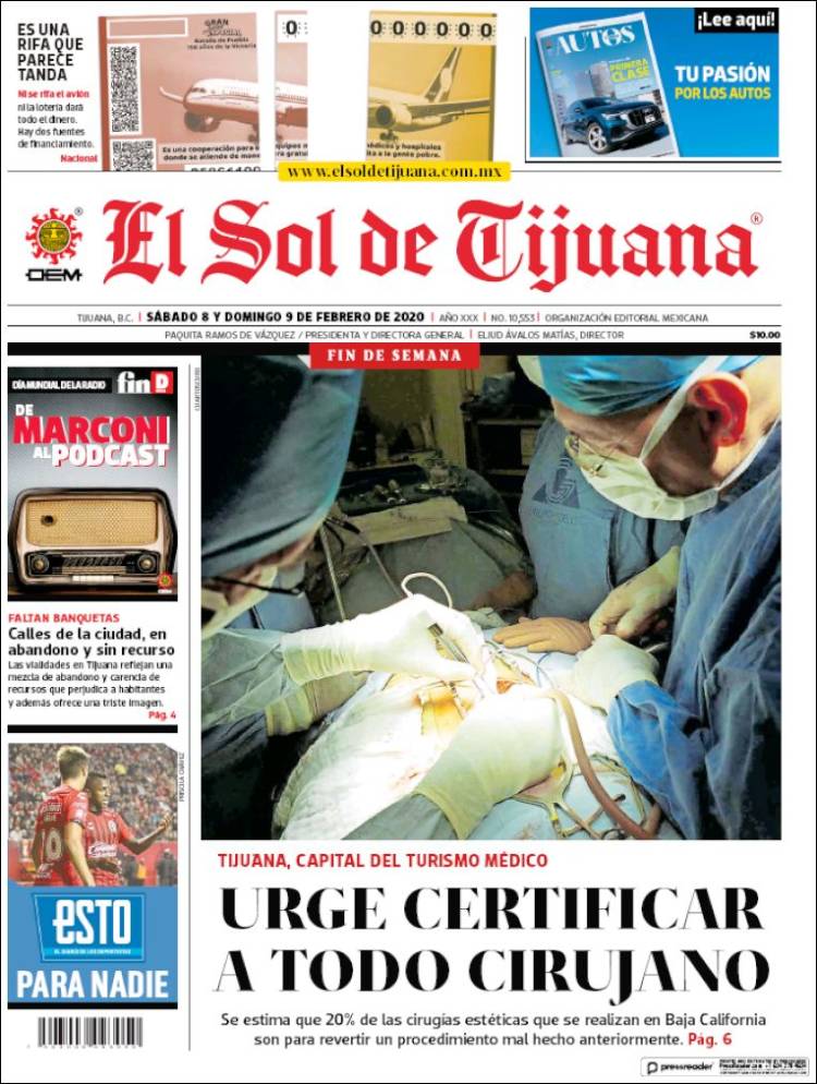 Portada de El Sol de Tijuana (México)