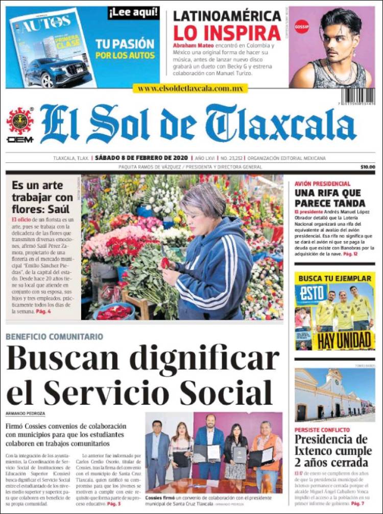 Portada de El Sol de Tlaxcala (México)