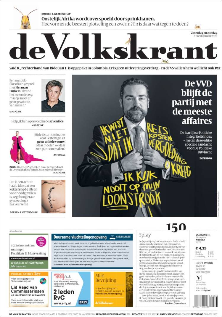 Portada de De Volkskrant (Pa&iacute;ses Bajos)