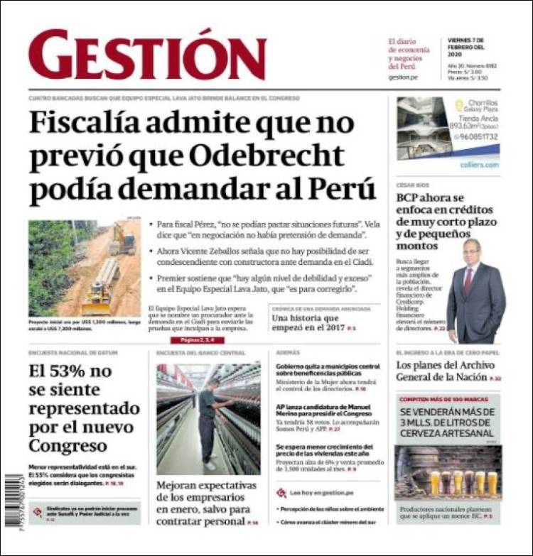 Portada de Diario Gestión (Perú)