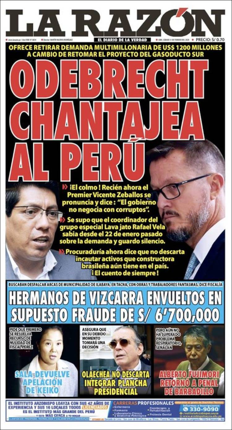 Portada de La Razón (Perú)